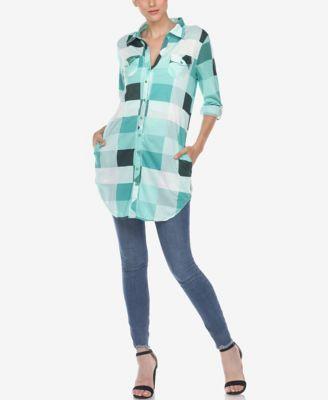 Womens Plaid Tunic Shirt Product Image