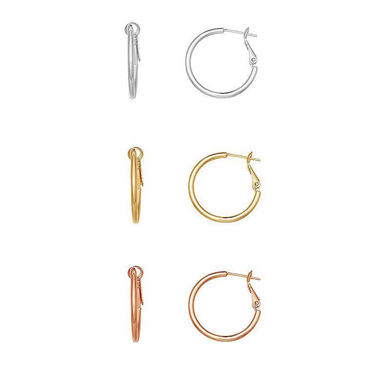 Aurielle Tri-Tone Hoop Earring Set, Womens Product Image