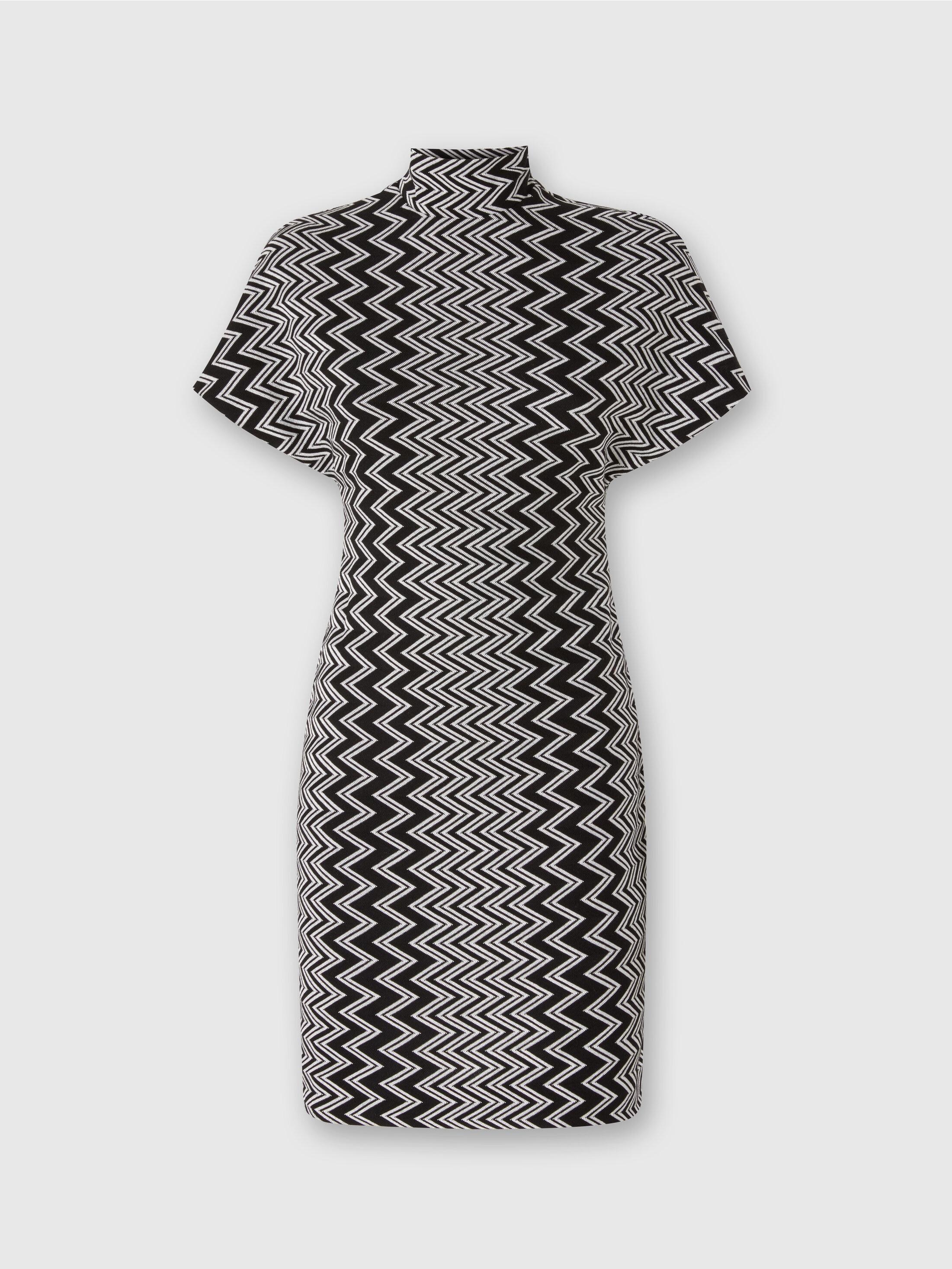 Zig zag mini-dress with sculptural sleeves Product Image