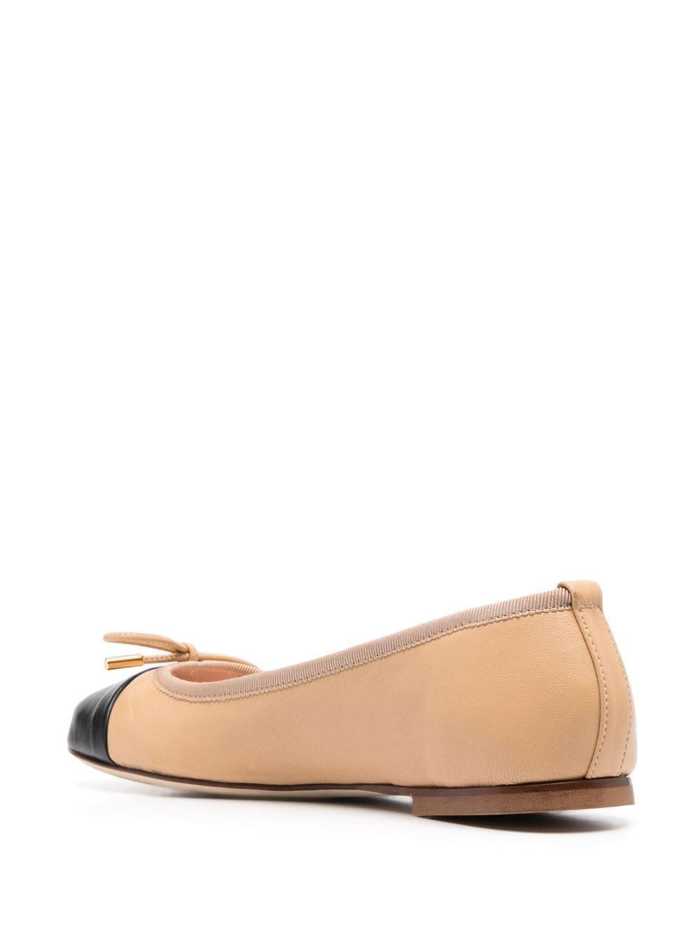 contrasting-toecap leather ballerina shoes Product Image