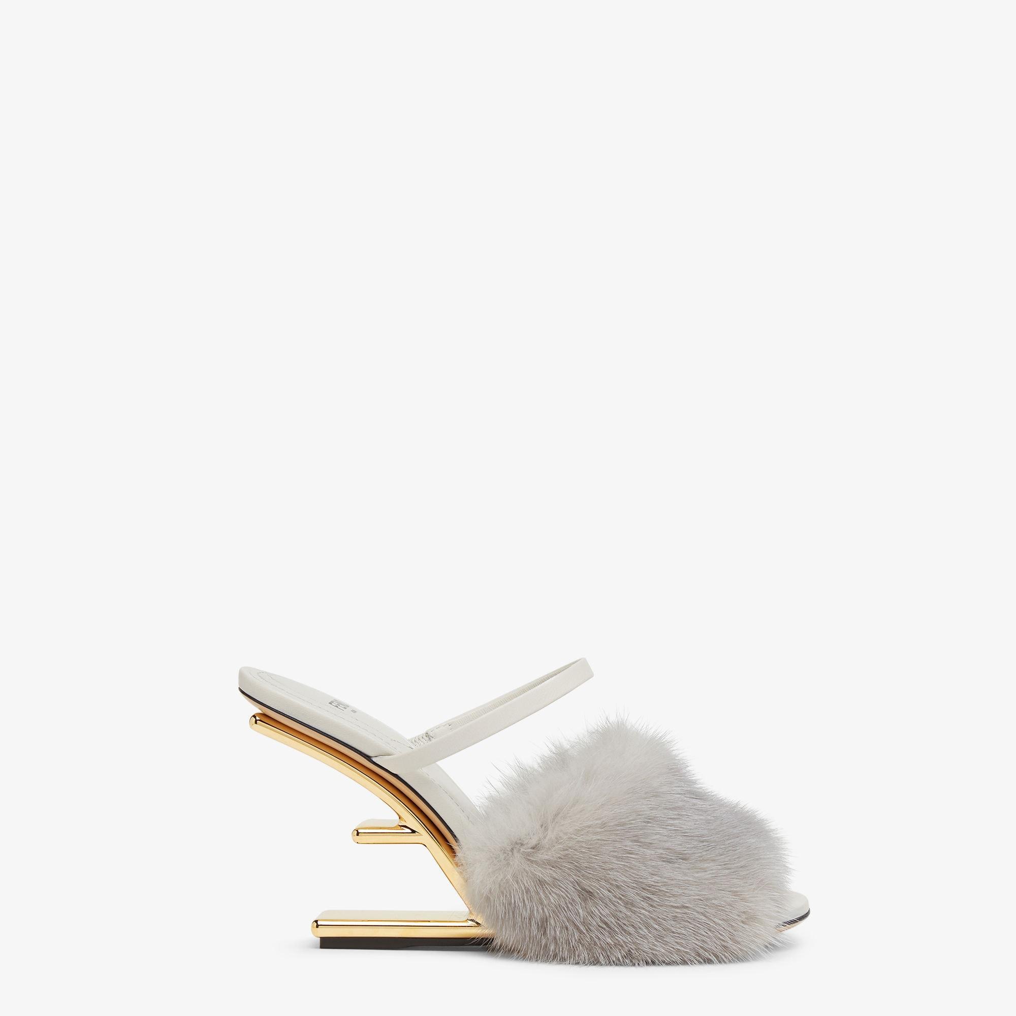 Fendi FirstPale gray mink high-heeled sandals Product Image