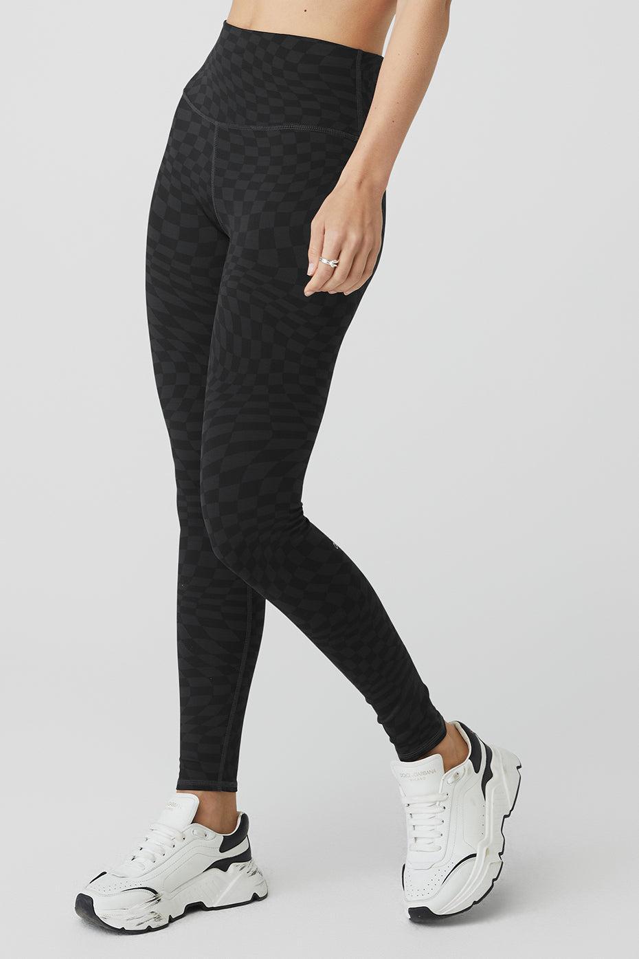 Alo Yoga | Jacquard High-Waist Checkered Legging Grey Product Image