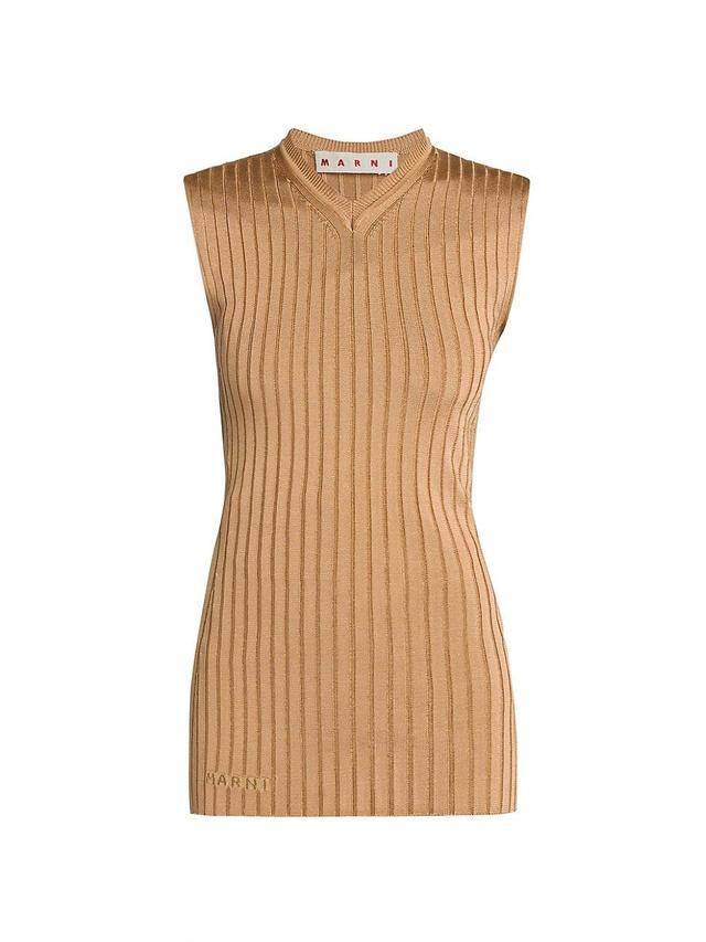 Womens Rib-Knit Long Sweater Vest Product Image