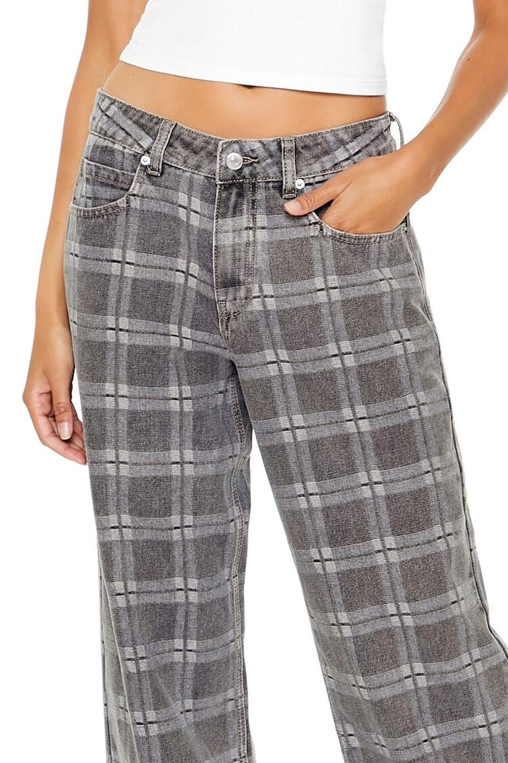 Plaid Mid-Rise Baggy Jeans | Forever 21 Product Image