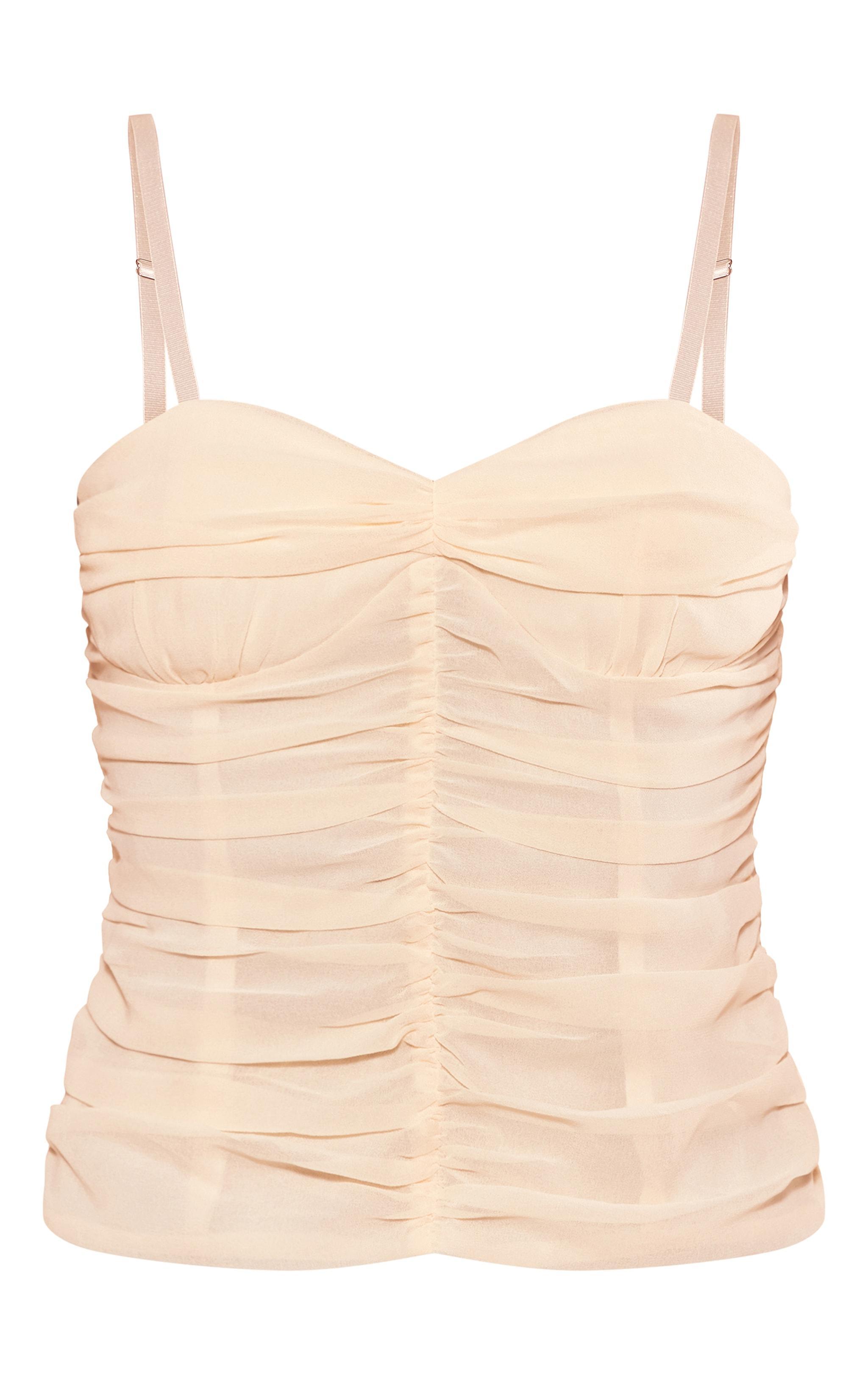 Cream Chiffon Extreme Ruched Cami Top Product Image