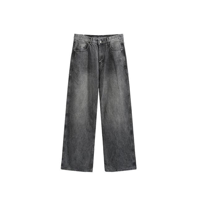 Street Split Washed Wide Leg Jeans Product Image