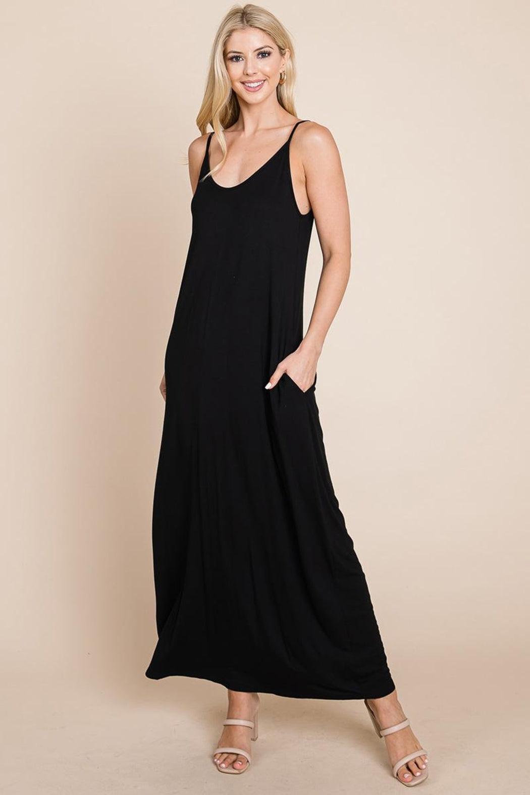 Light Cami Strap Pocketed Jersey Maxi Dress Product Image