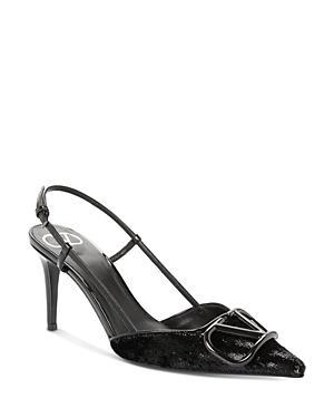 Valentino Garavani Womens V Logo Pointed Toe Slingback Pumps Product Image