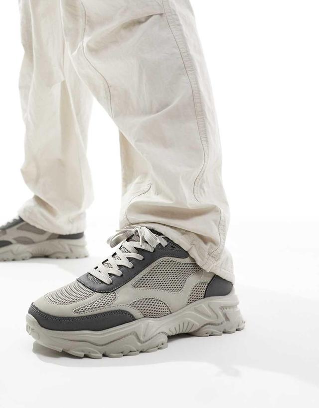 ASOS DESIGN sneakers in gray with mesh panels Product Image