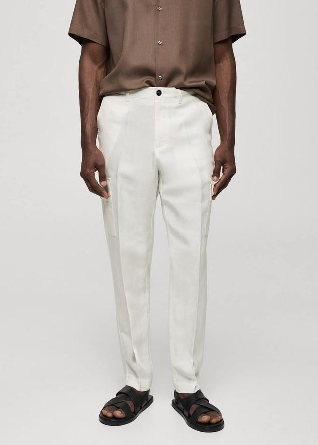 MANGO MAN - Linen-blend pants with pockets off whiteMen Product Image