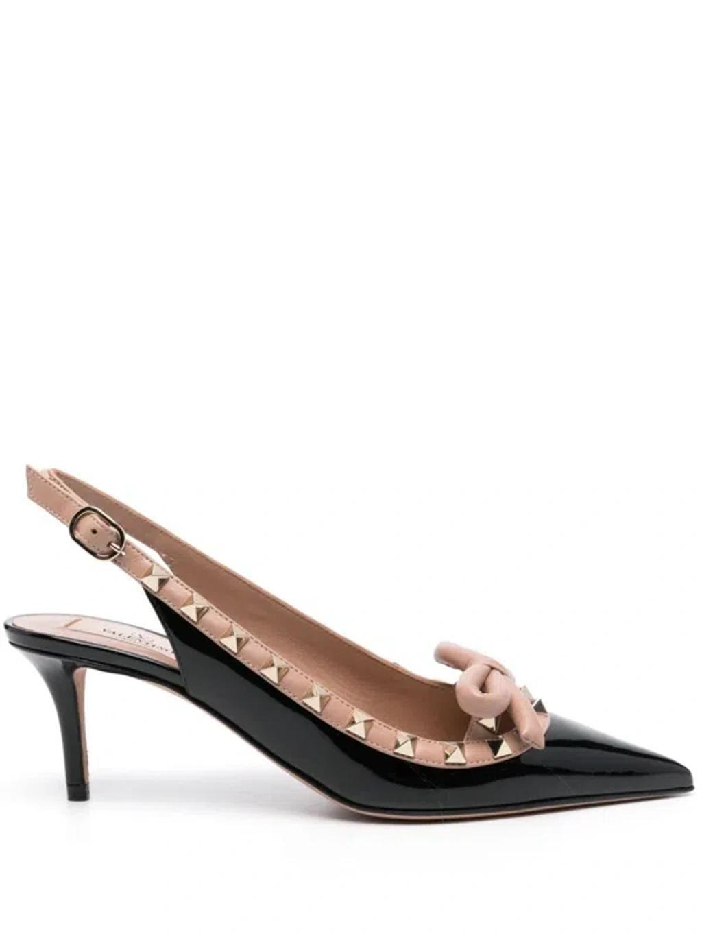 VALENTINO GARAVANI Rockstud Bow Leather Pumps In Black Product Image