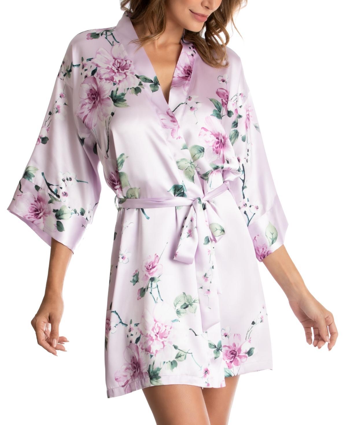 Linea Donatella Floral-Print Satin Wrap Robe Product Image