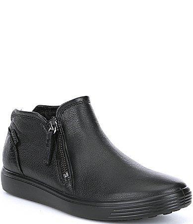 ECCO Womens Soft 7 Leather Low Cut Zip Sneaker Booties Product Image