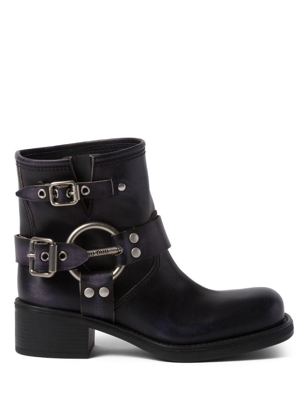 Vintage-look Leather Ankle Boots In Black Product Image