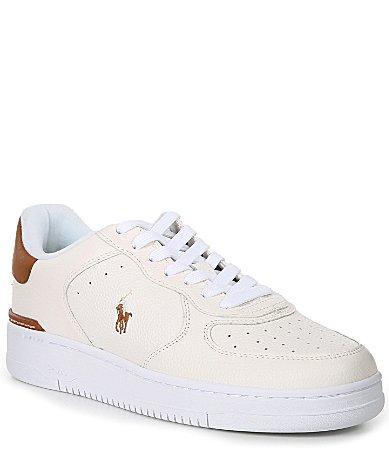 Polo Ralph Lauren Mens Masters Court Leather Sneaker - Cream/blue Product Image