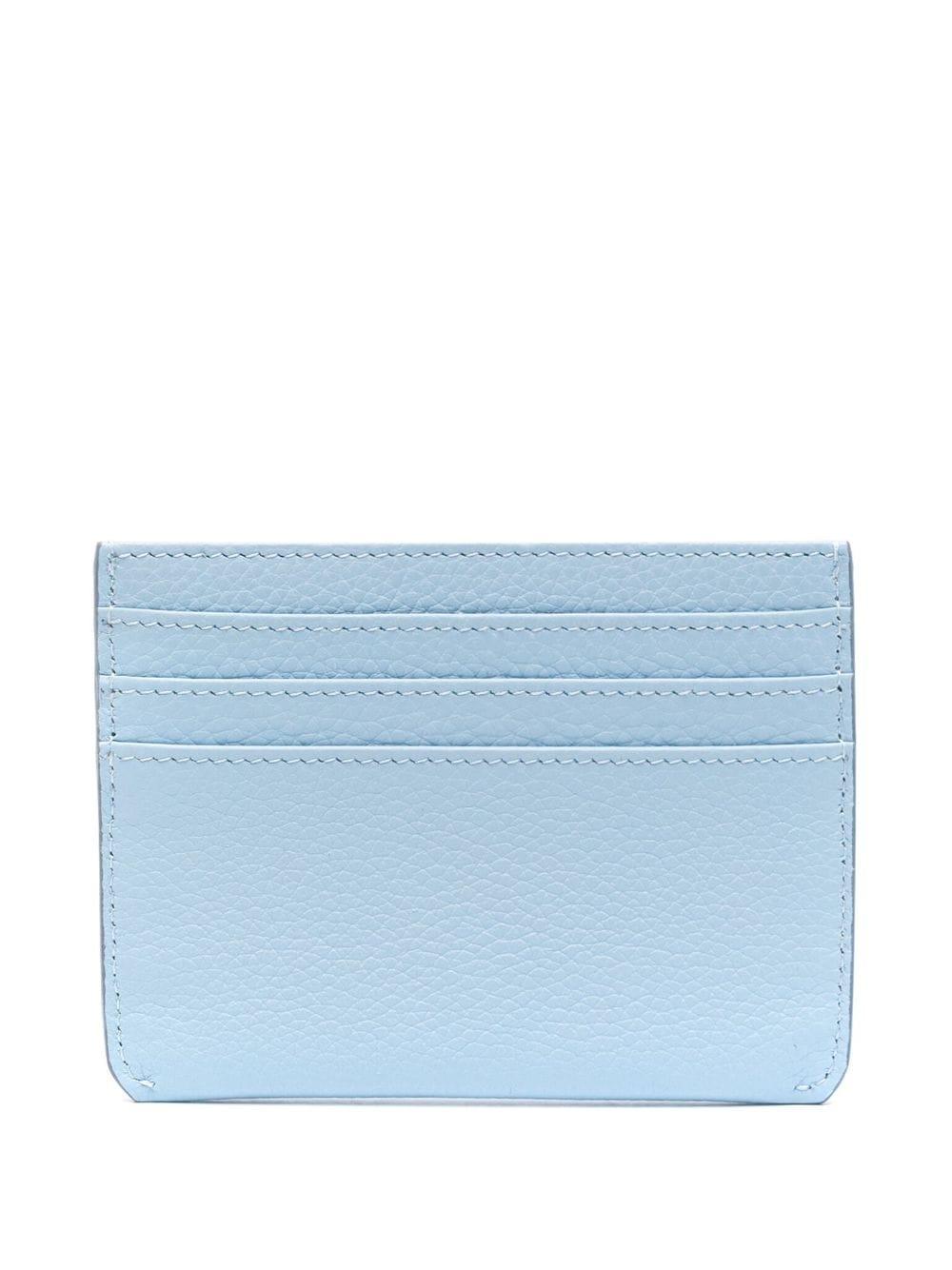 Logo-embroidered Leather Card Holder In Blue Product Image