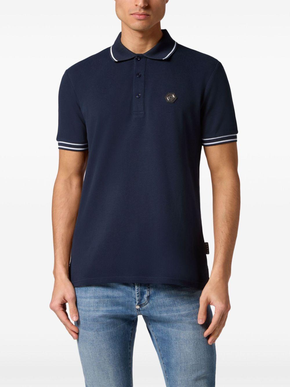 Logo-appliqué Cotton Polo Shirt In Blue Product Image