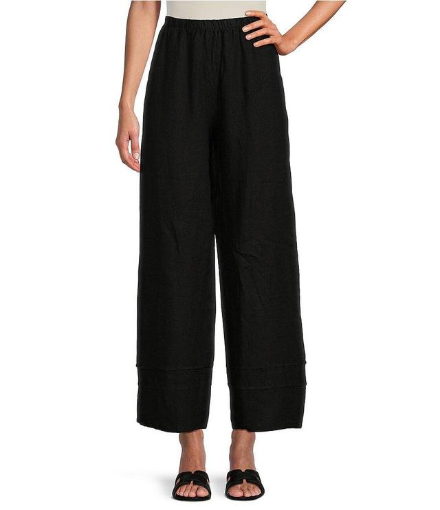 Bryn Walker Light Linen Wide-Leg Pintuck Detail Coordinating Pull-On Ankle Pants Product Image