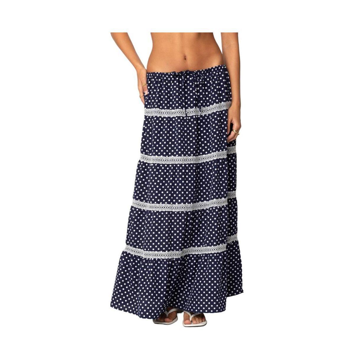 Edikted Womens Polka Dot Tiered Maxi Skirt product image