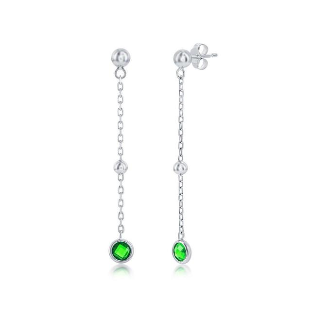 Argento Bella Sterling Silver Bezel-Set Cubic Zirconia & Bead Chain Earrings, Womens, Sterling White Product Image