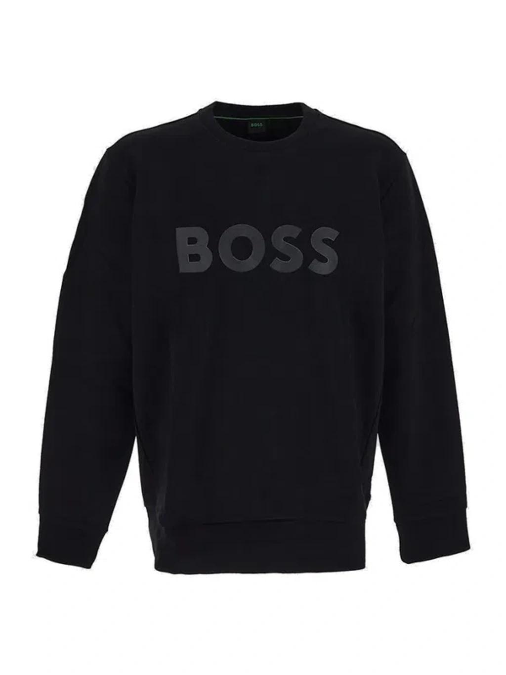 Boss  Logo Printed Crewneck Sweatshirt In Black Product Image