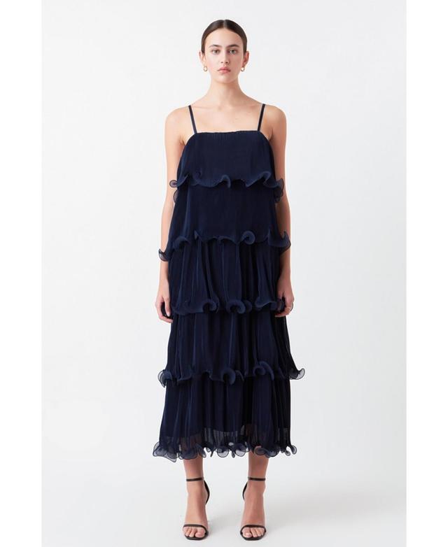 Womens Pleated Tiered Long Dress Product Image