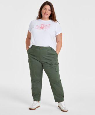 Trendy Plus Size Tapered Ankle-Length Cargo Pants, Created for Macy's Product Image