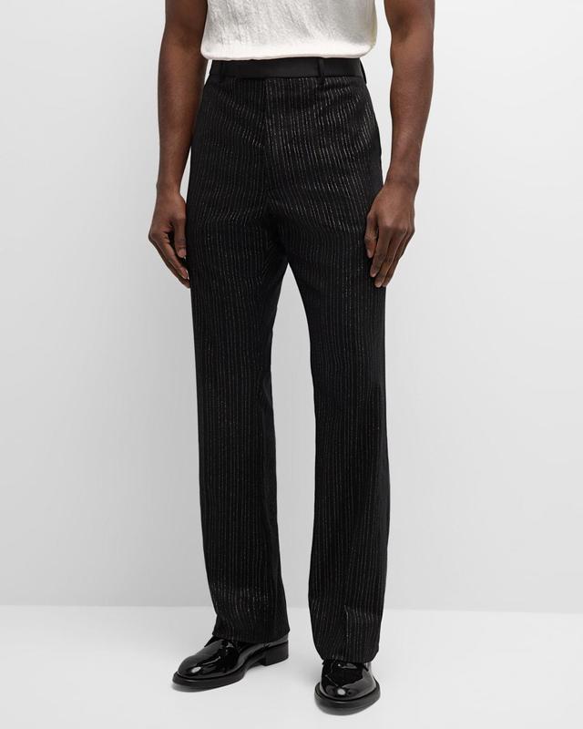 Mens Metallic Pinstripe Kick Flare Dress Pants Product Image