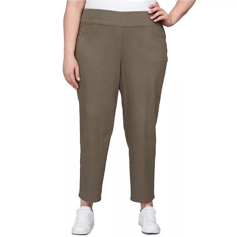 Plus Size Alfred Dunner Classics Pull-On Straight-Leg Denim Pants, Womens Green Product Image