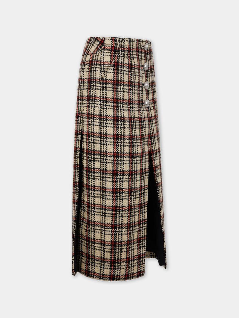 LONG SKIRT IN WOOL TARTAN Product Image