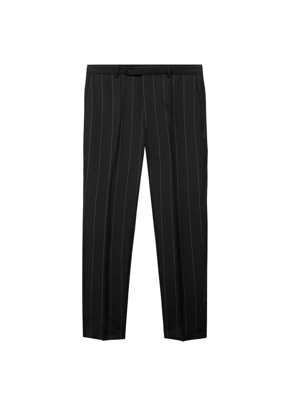 MANGO MAN - Slim-fit linen pants with pinstripes blackMen Product Image