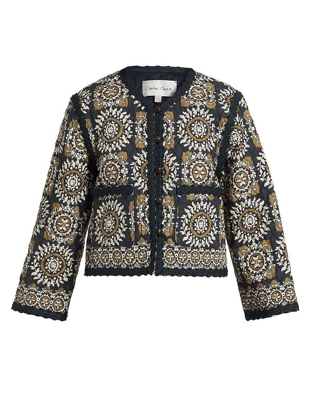 Womens Marissa Printed Quilted Cotton Button-Front Jacket Product Image