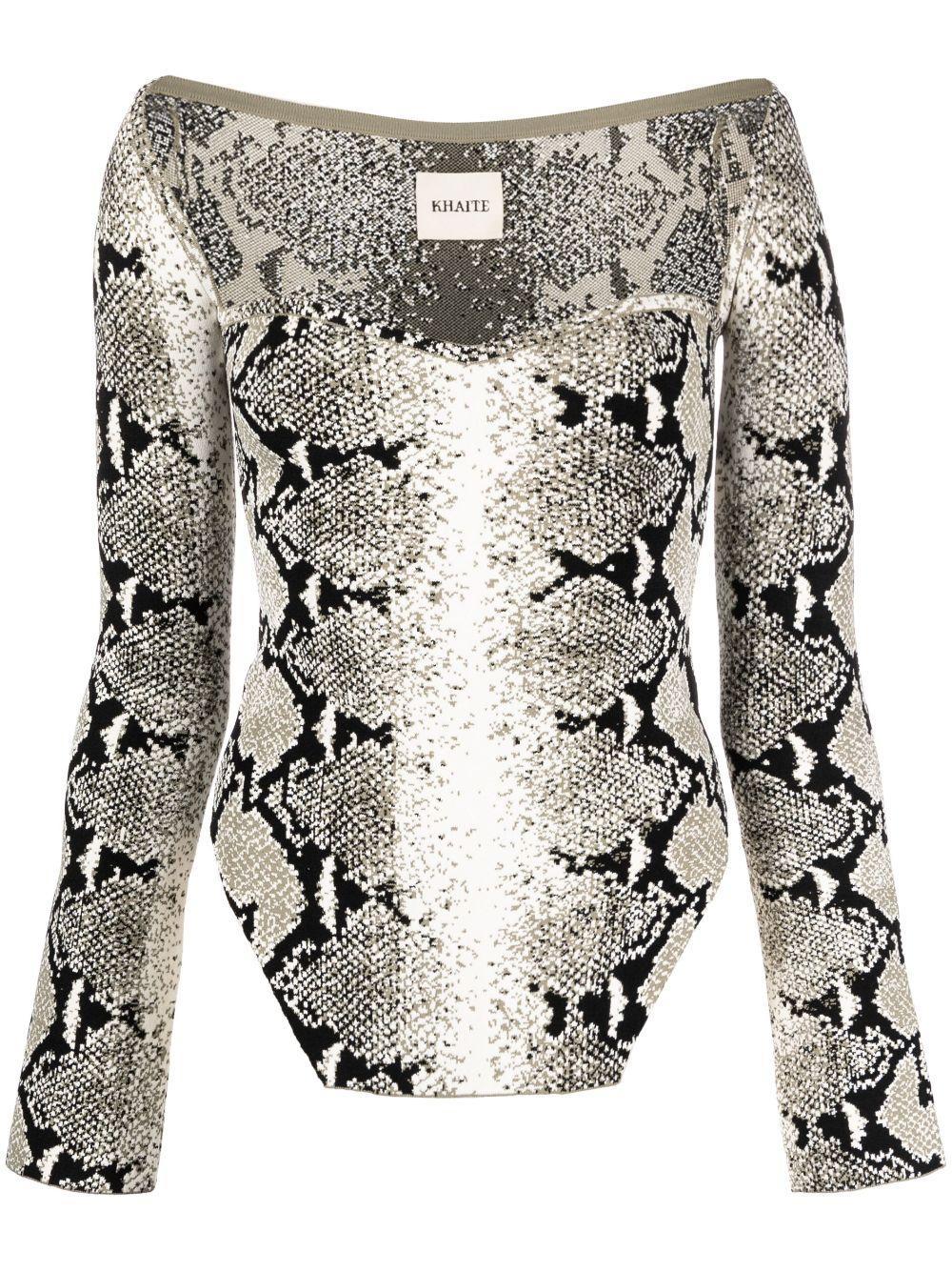 Maddy Snake-print Top In Grey Product Image