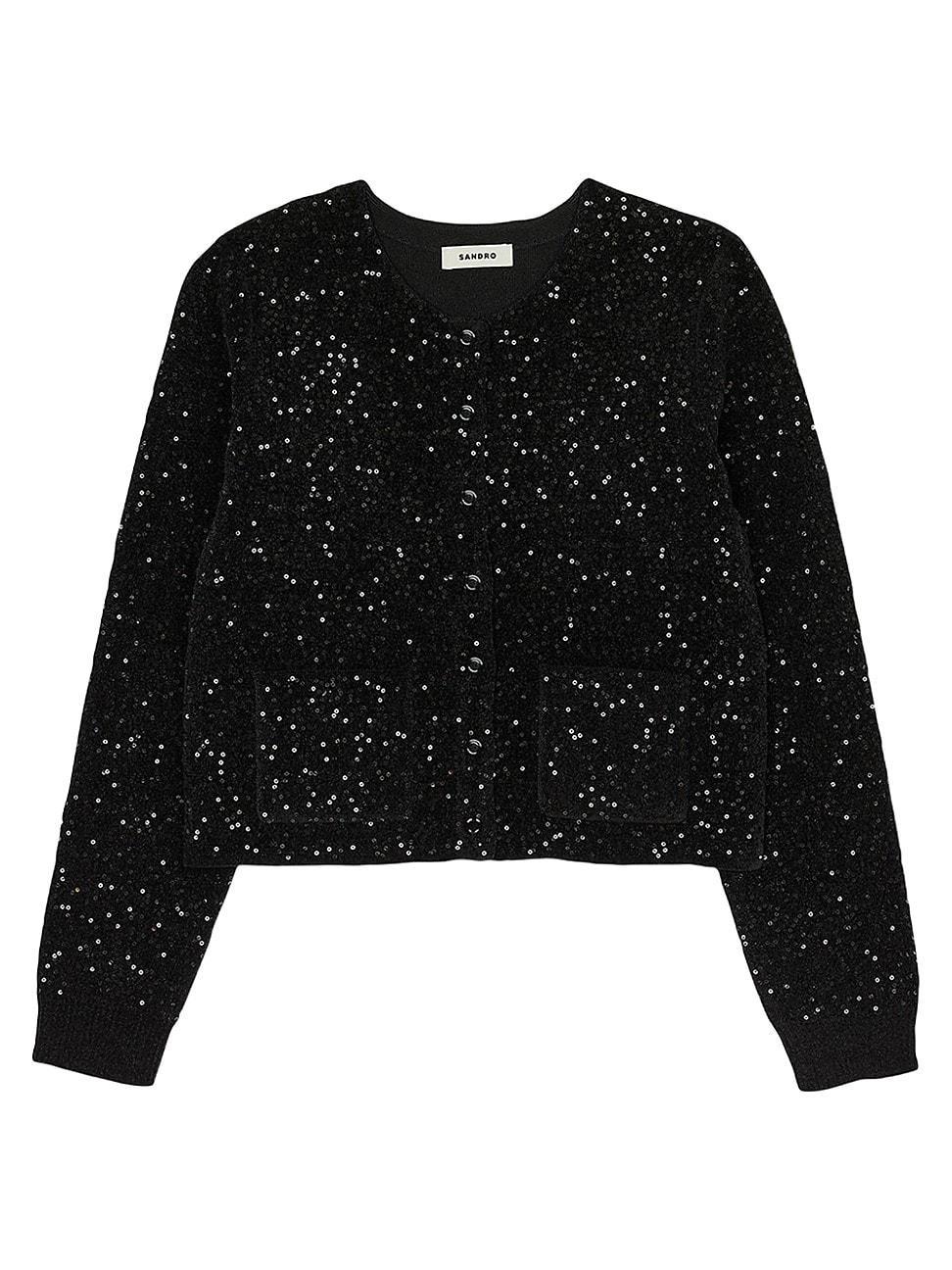 Womens Sequinned Velvet Cardigan Product Image