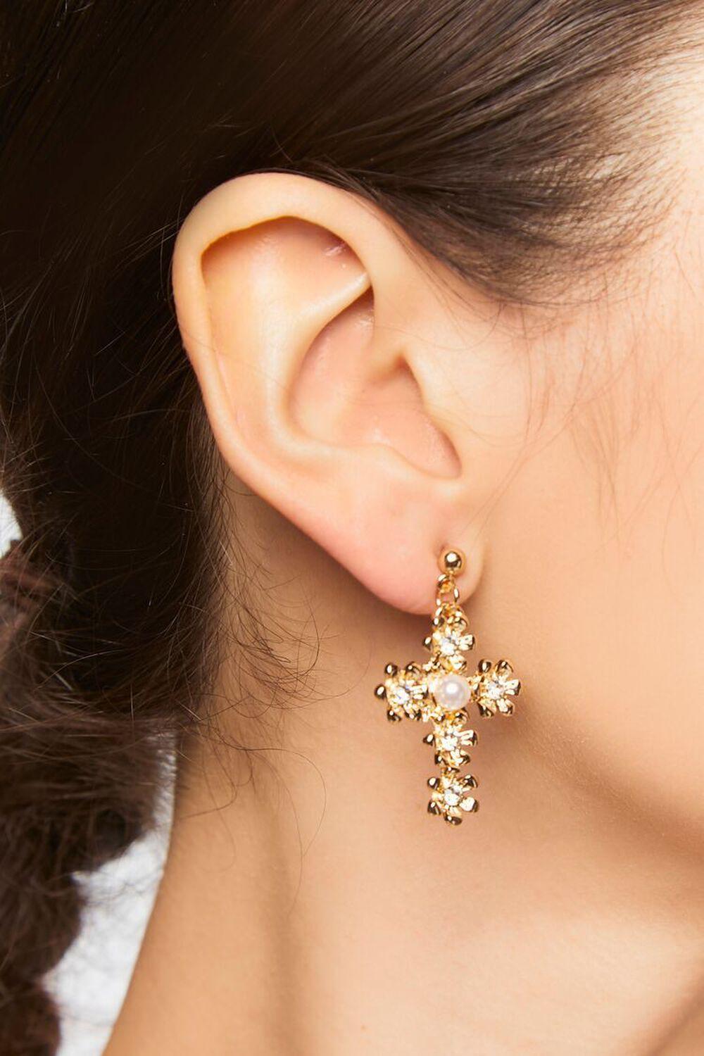 Floral Cross Drop Earrings | Forever 21 Product Image