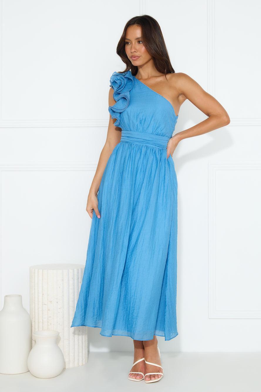 Find Out One Shoulder Midi Dress Blue Product Image