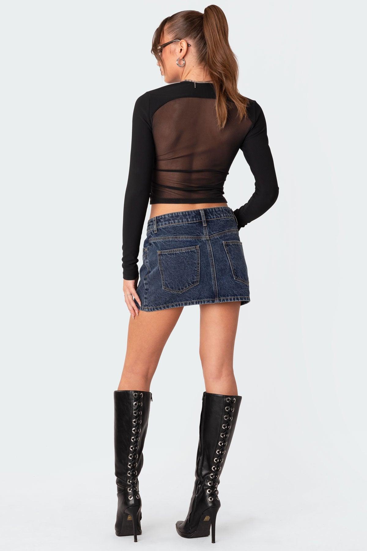 Stars Align Low Rise Denim Mini Skirt Product Image