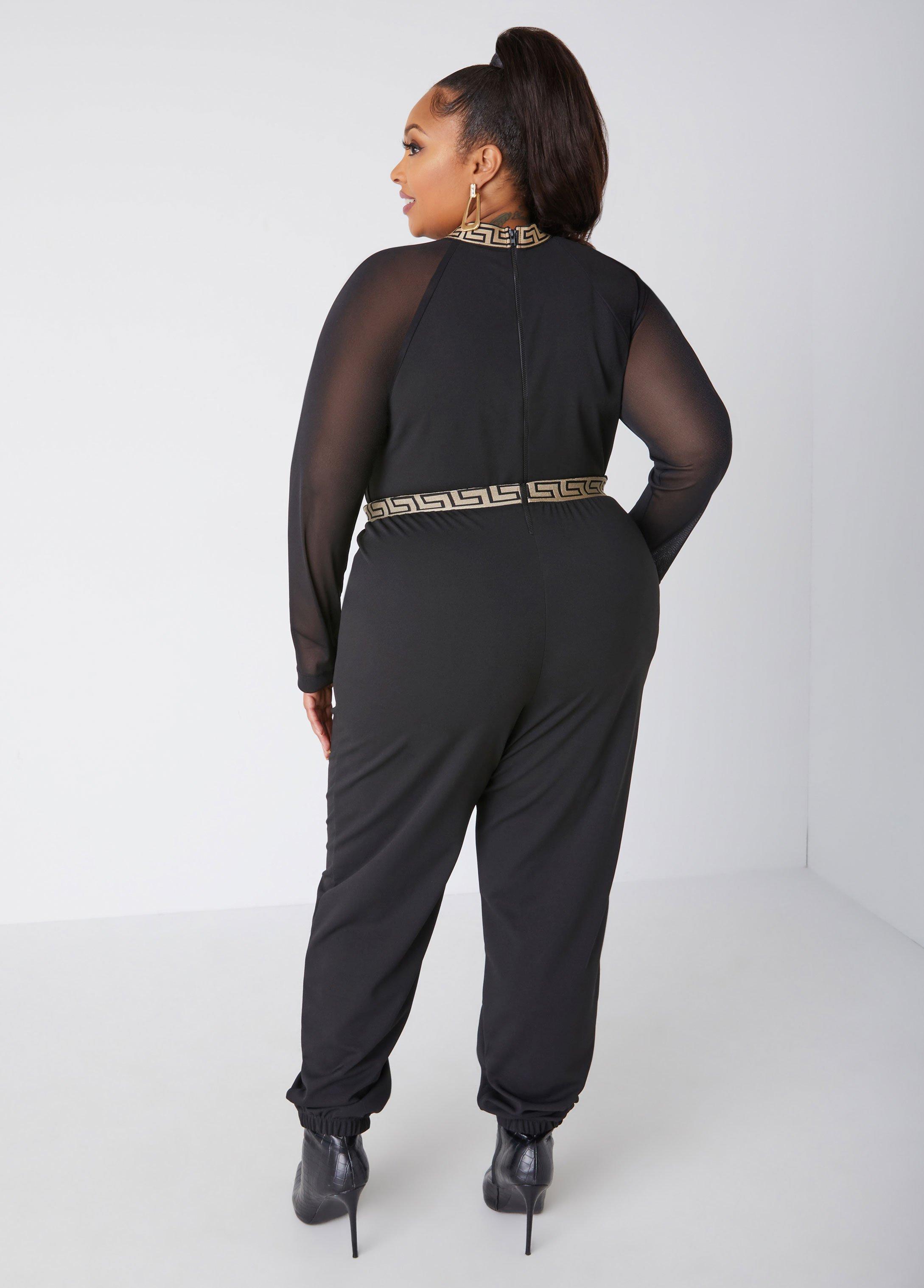 Mesh Paneled Joggers Jumpsuit Product Image