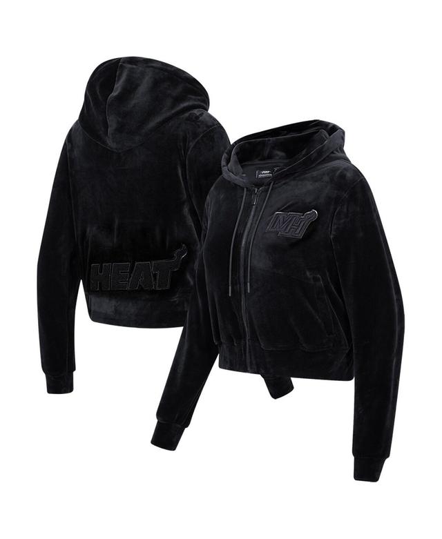 Womens Pro Standard Miami Heat Triple Black Velour Full-Zip Hoodie Product Image