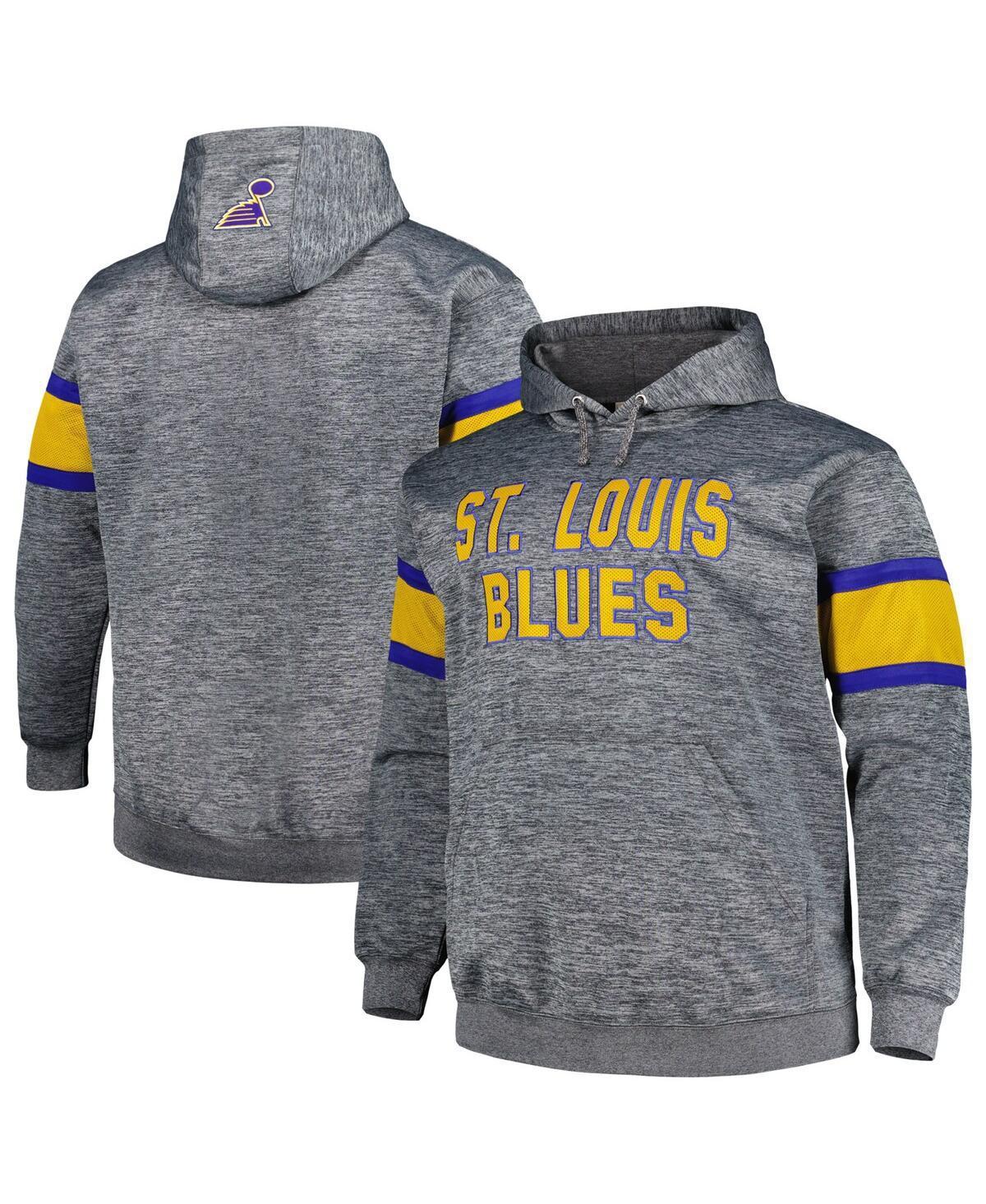 Mens Heather Charcoal St. Louis Blues Big & Tall Stripe Pullover Hoodie Product Image