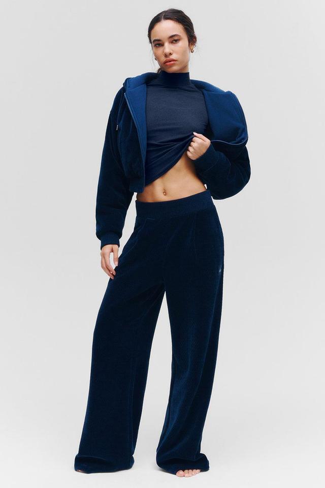 High-Waist Cozy Day Wide Leg Pant - Navy Female Product Image