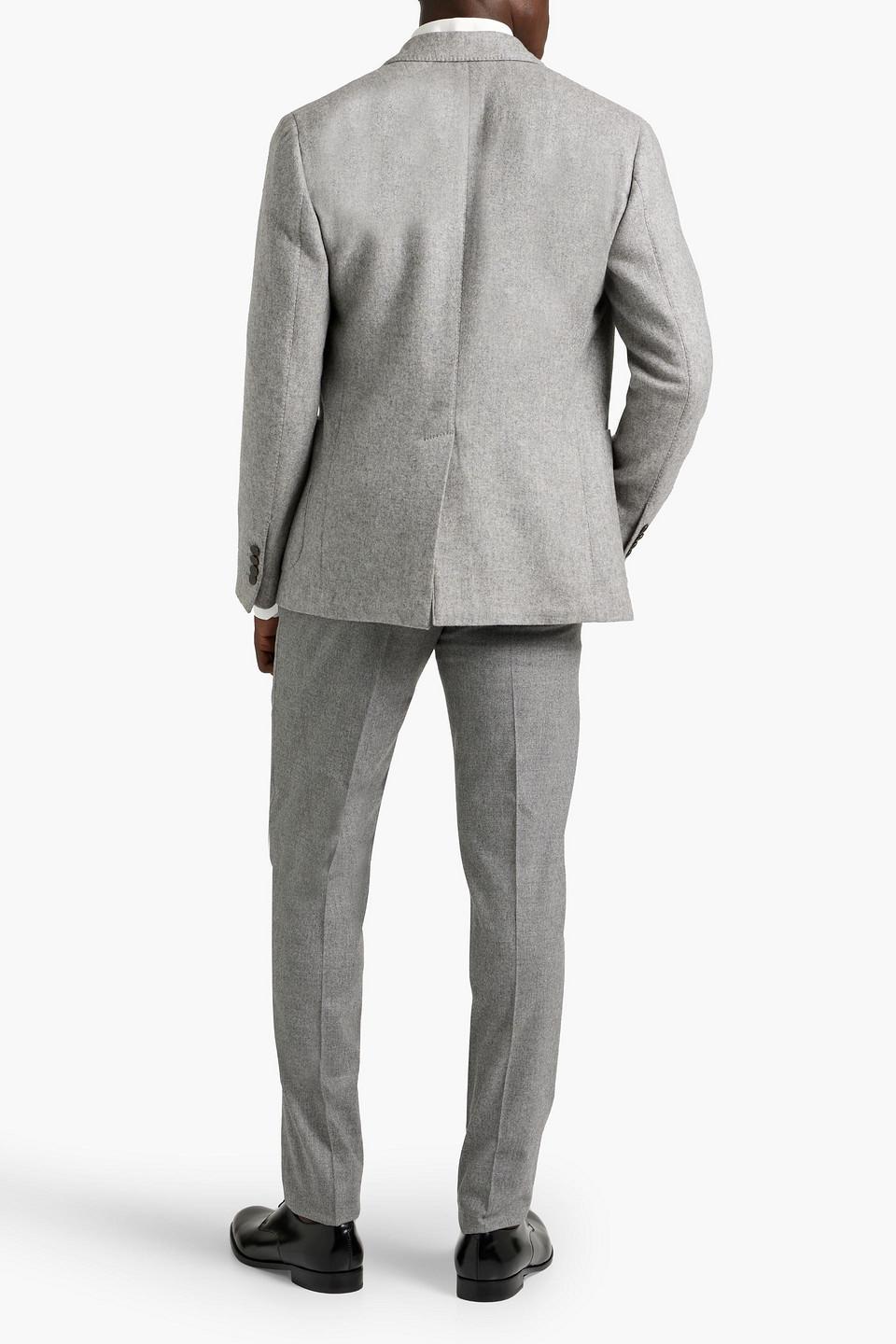 Cashmere-blend Flannel Blazer In Light Gray Product Image