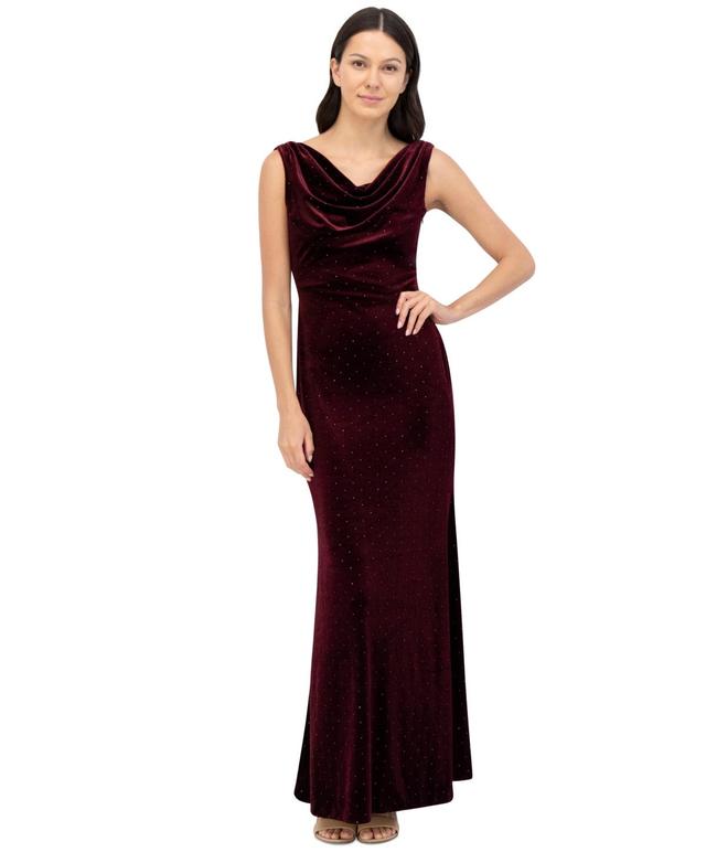 Eliza J Womens Embellished Cowlneck Sleeveless Velvet Gown Product Image