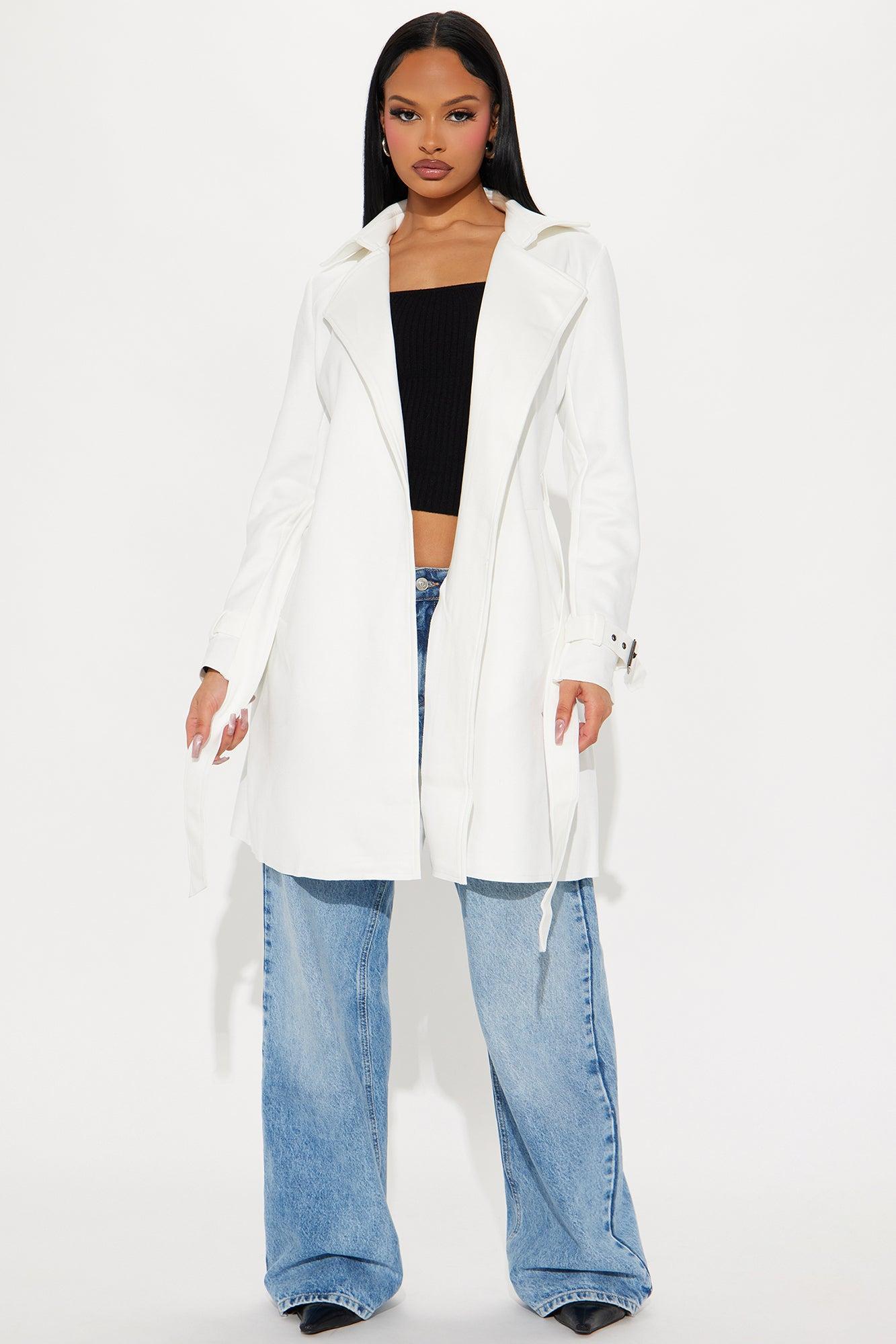 Camila Faux Suede Trench - White Product Image