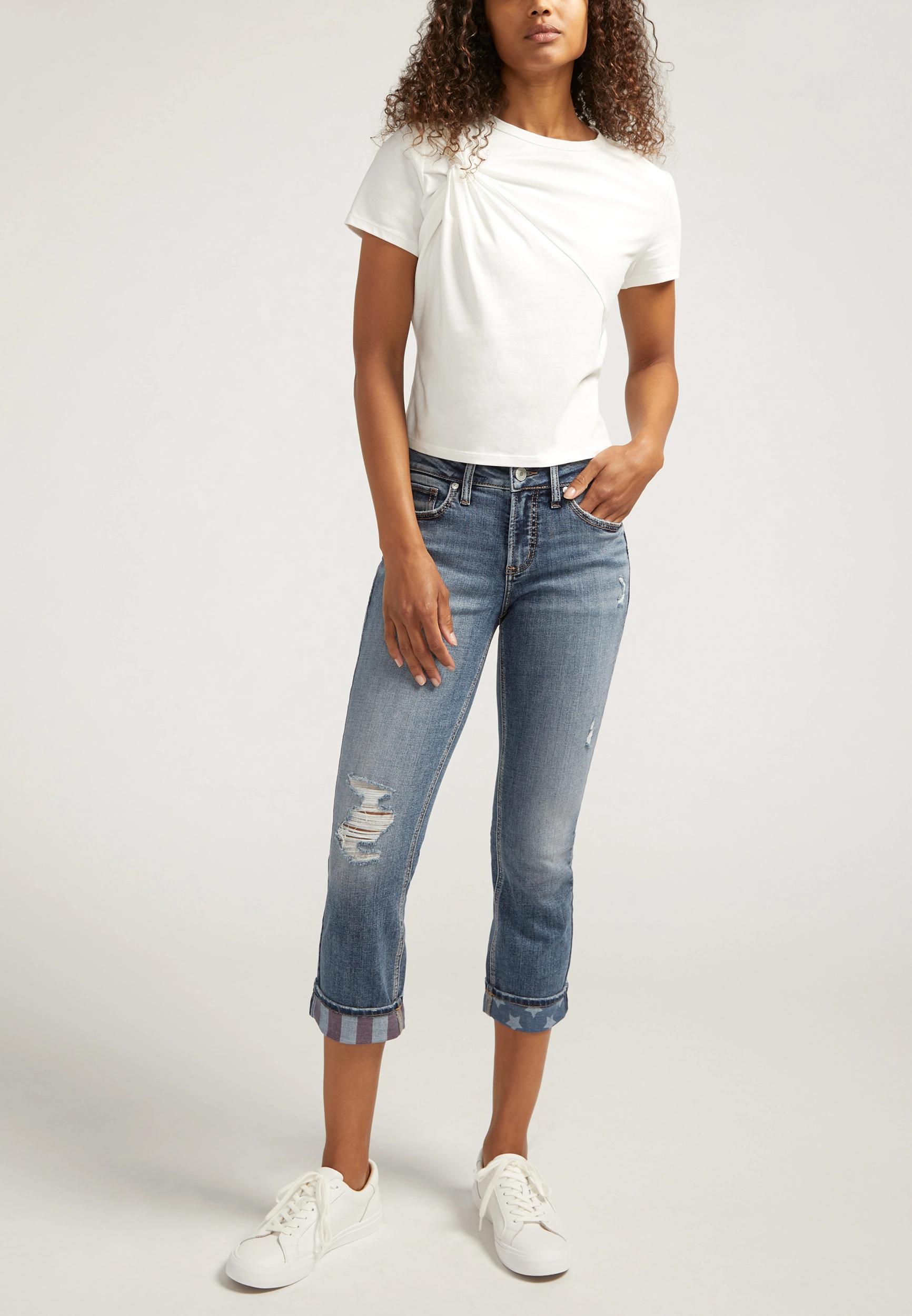 Silver Jeans Co.® Suki Curvy Mid Rise Luxe Stretch Americana Cuff Capri Jean Product Image