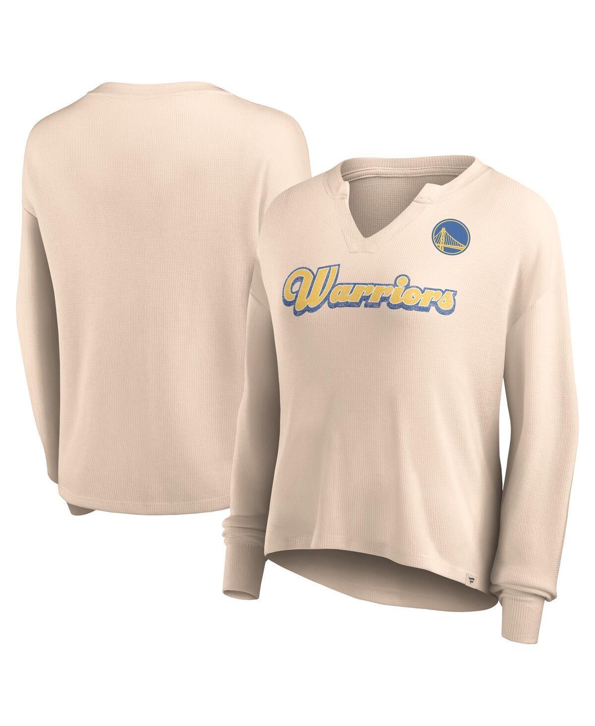 Womens Fanatics Branded Tan Golden State Warriors Go For It Long Sleeve Notch Neck T-Shirt Product Image