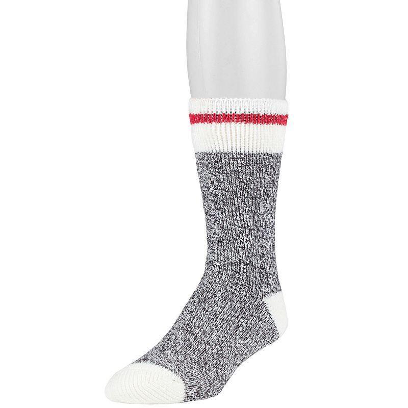 Mens Heat Holders Thermal Block Twist Crew Socks Red Grey Product Image