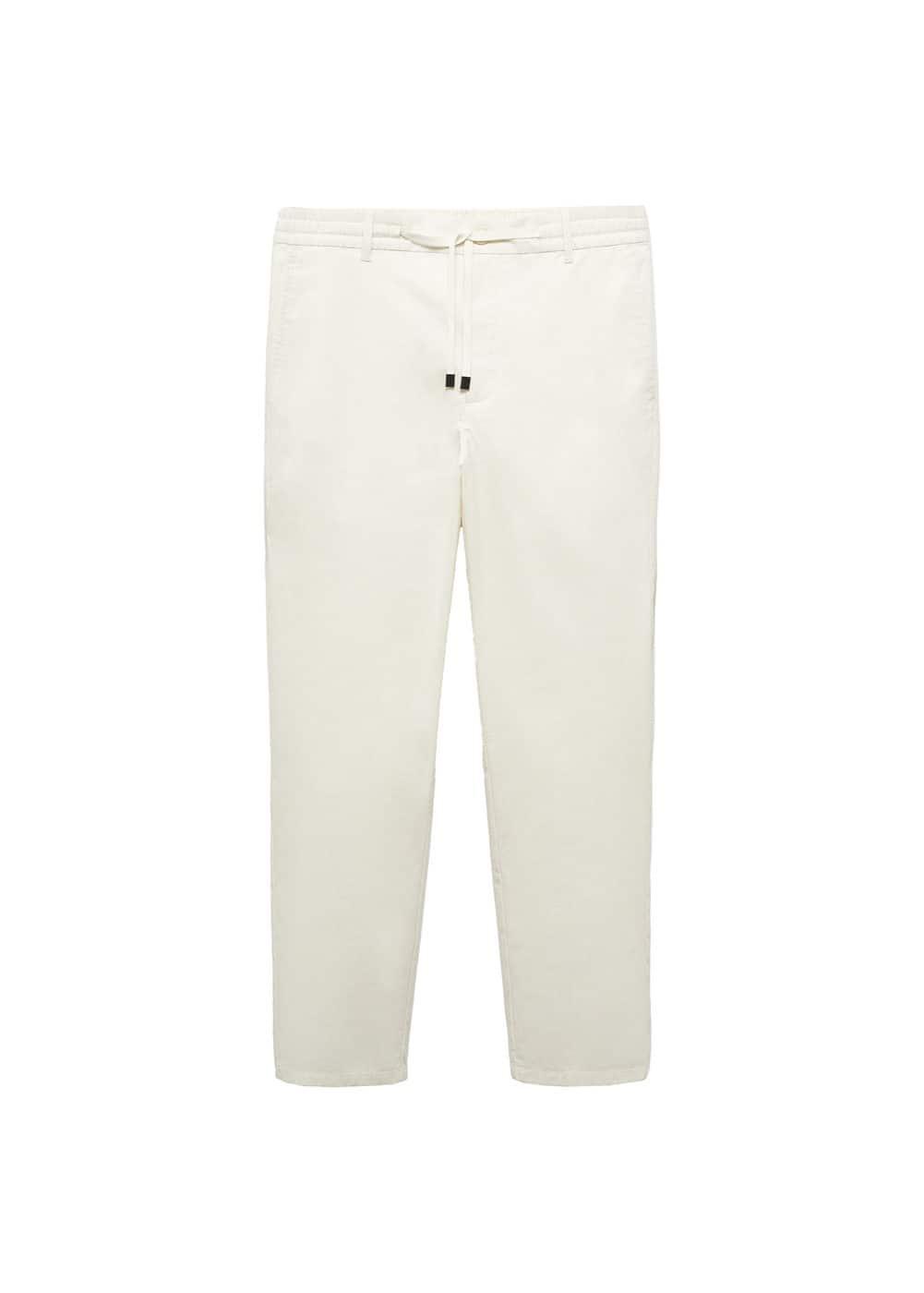 MANGO MAN - Cotton seersucker pants with drawstring off whiteMen Product Image