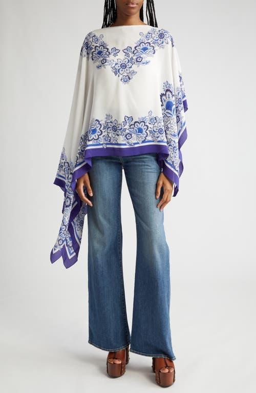 Womens Boxy Floral Silk Poncho Product Image