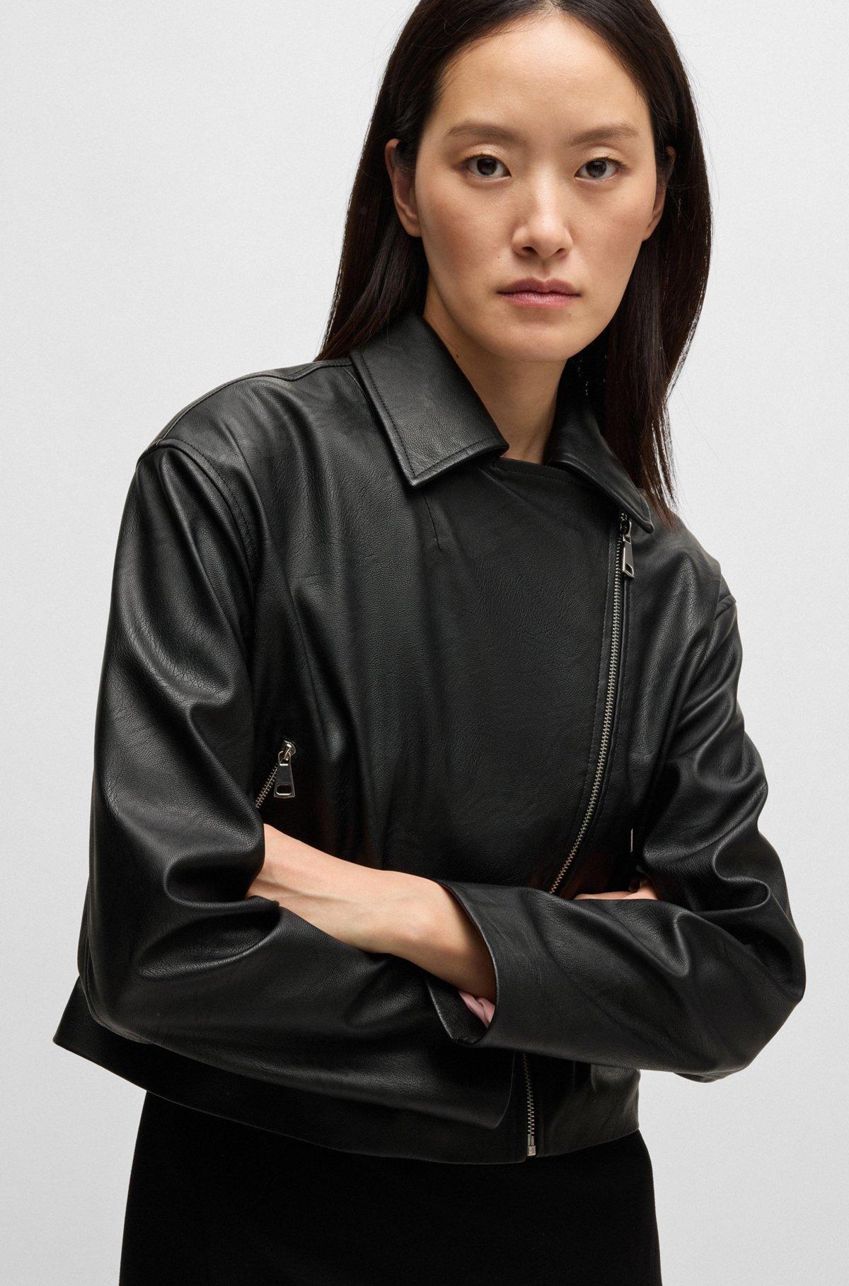 Faux-leather biker-style jacket with signature trims Product Image